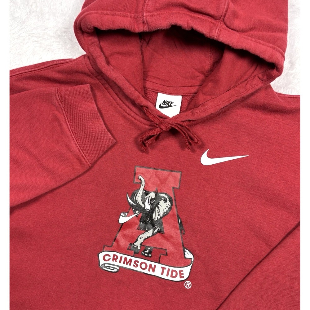 Alabama Crimson Tide NIKE Hoodie Sweatshirt Mens L Big Al Elephant Logo Red Fans